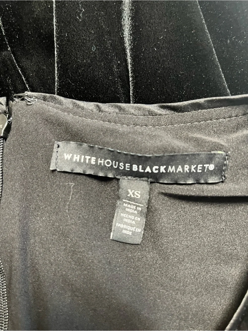 White House Black Market Black Velvet Mini Dress with Gold Appliqué - Picture 5 of 8